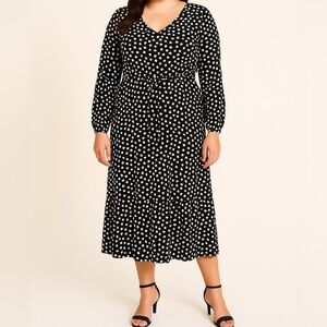 Allison Brittney Black and White Long Sleeve Dress